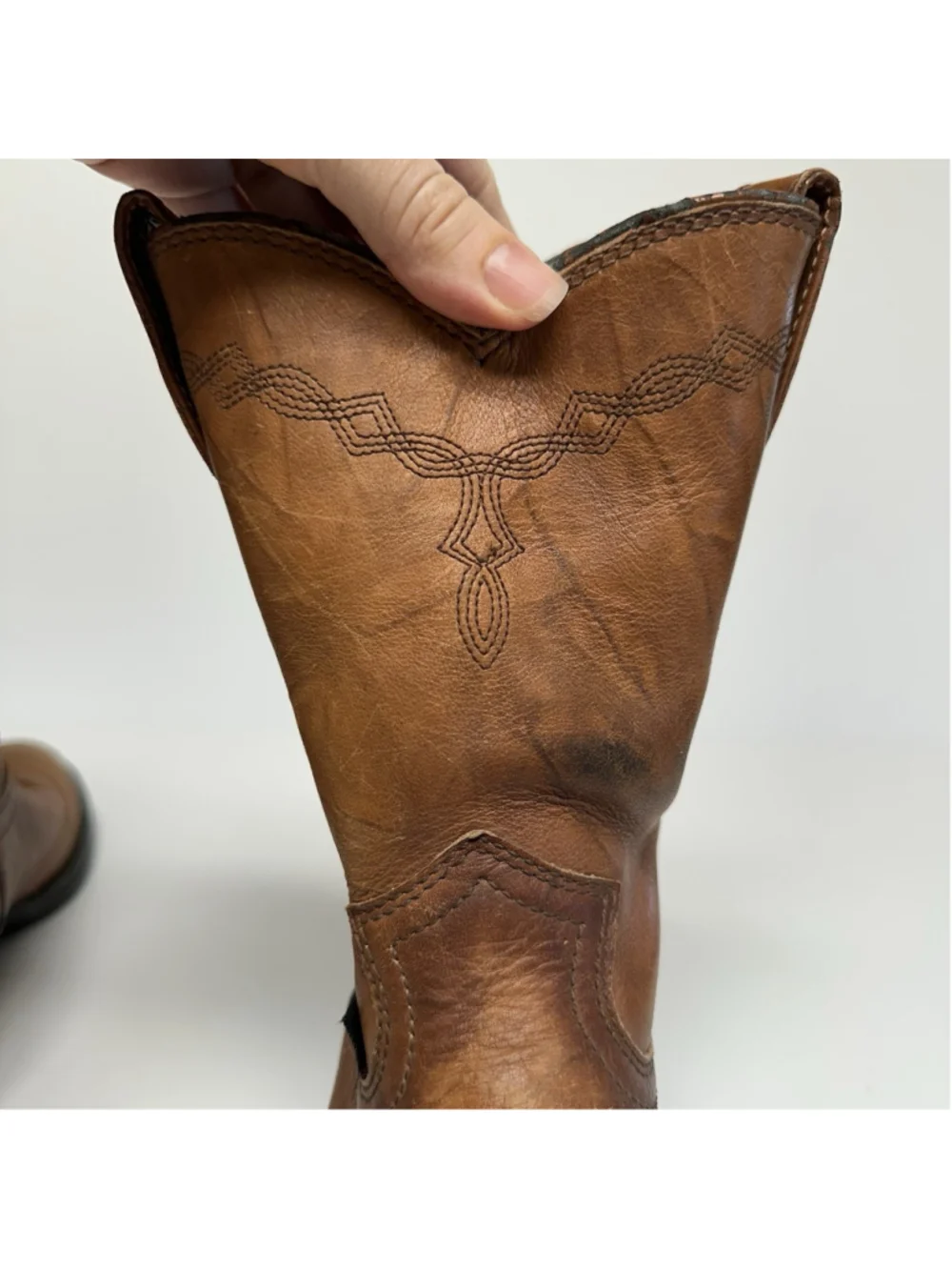 Justin CR0508 Women's Roper Boots Brown Leather Western Work Pull On Size 6.5 B